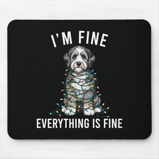 Mousepad Aussiedoodle Christmas I'm Fine Everything Is Fine (Frente)