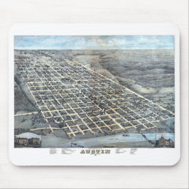 Mousepad Austin, Texas Antique Aerial City Map de 1873
