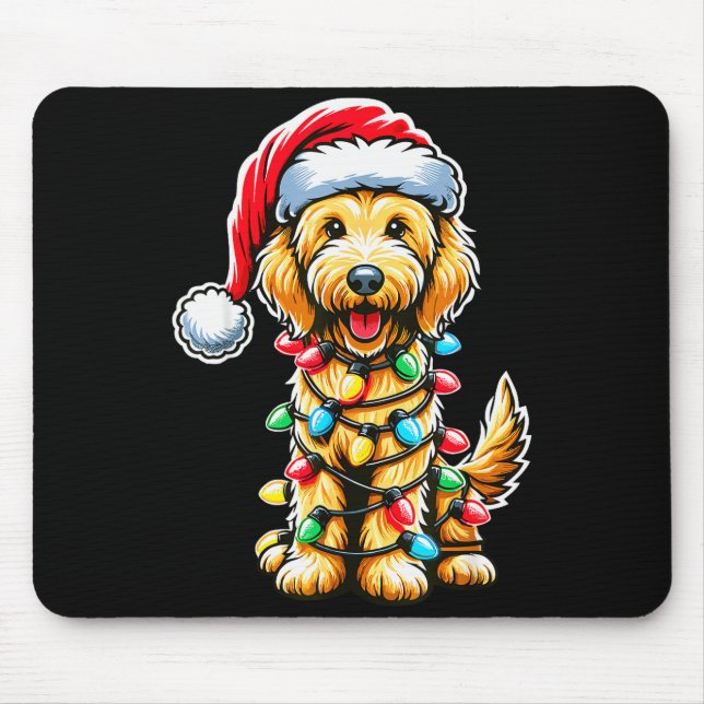 Mousepad Australian Labradoodle Árvore de Natal Xmas Papai  (Frente)