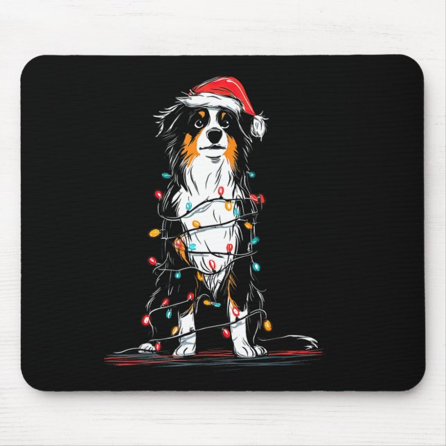 Mousepad Australian Shepherd Christmas Graphics Dog Lights  (Frente)