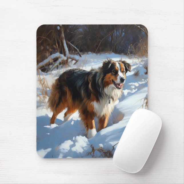 Mousepad Australian Shepherd Deixe Nevar Natal (Com mouse)