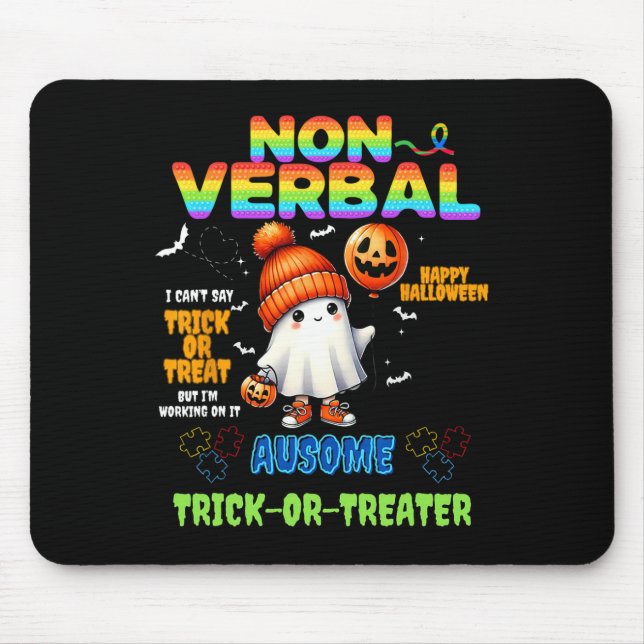 Mousepad Autis de Halloween não-verbyl Ausome (Frente)