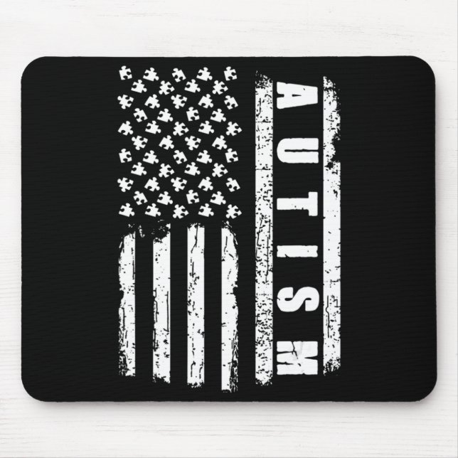 Mousepad Autism American Flag Autism Awarting Quebra-cabeça (Frente)