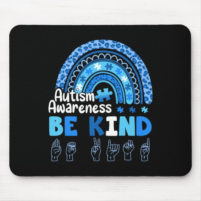 Mousepad Autism Awareness Be Kind Asl Hand Sign Language  (Frente)