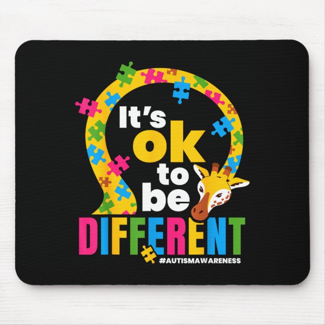Mousepad Autism Awareness Giraffe It’s Ok To Be Different G (Frente)