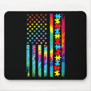 Mousepad Autismo American Flag Tee Tie Dye Autismo Sensibil