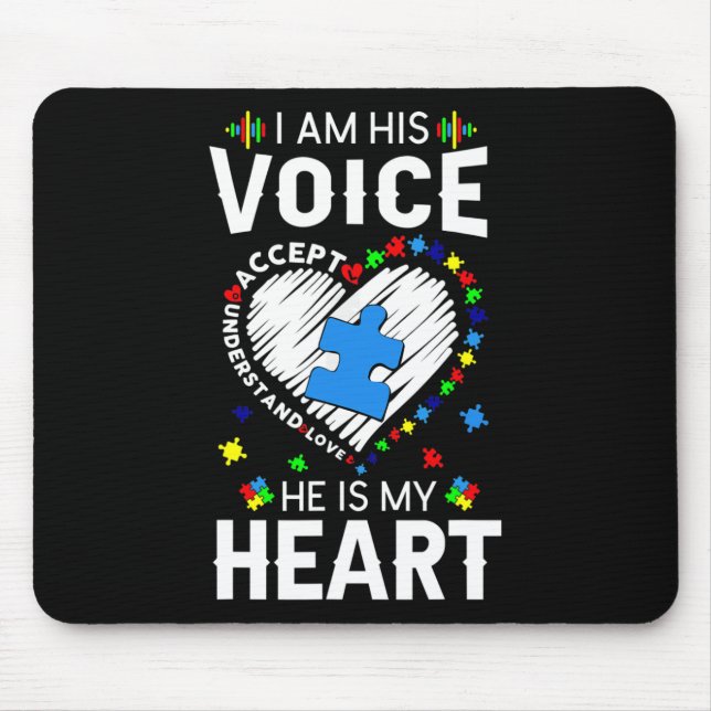 Mousepad Autismo Consciência Mãe Eu Sou Sua Voz Ele É Meu C (Frente)