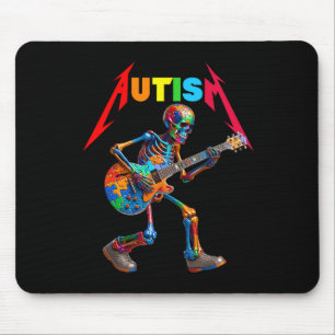 Mousepad Autismo Esqueleto Guitarra Rock Puzzle Música Auti
