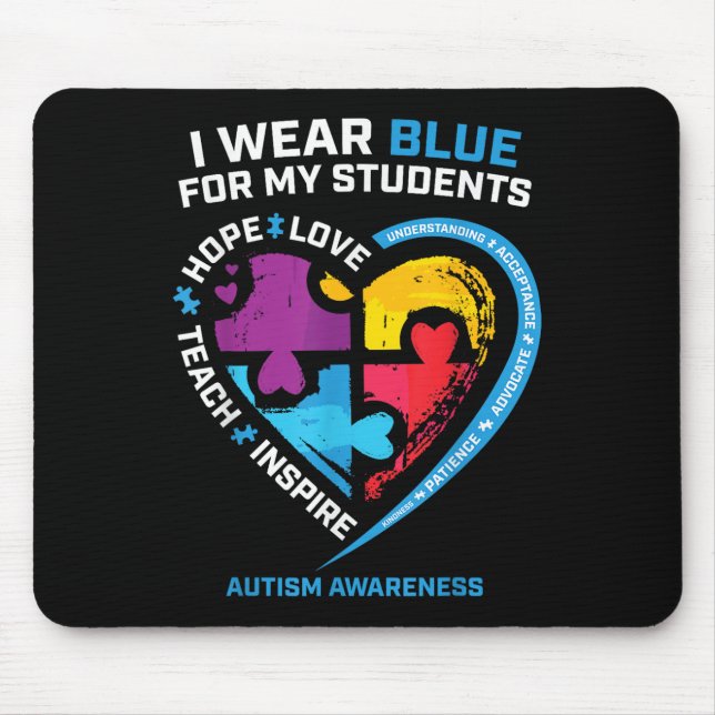 Mousepad Autismo Professora Camisa Homens Professores Autis (Frente)