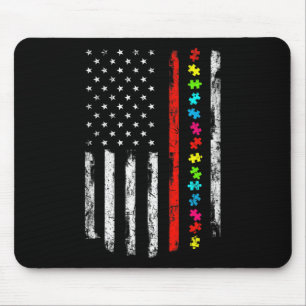 Mousepad Autismo Sensibilização 4 de julho Thin Red Line Fi