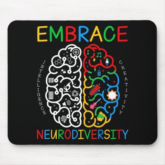 Mousepad Autismo Sensibilização Camisa Adotar Neurodiversid (Frente)