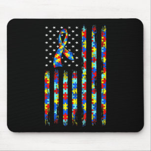 Mousepad Autismo Sensibilização Camisa Bandeira Americana Q