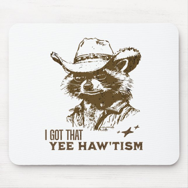 Mousepad Autismo Sensibilização Cowboy Raccoon Eu Tenho Aqu (Frente)