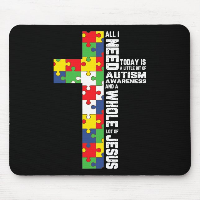 Mousepad Autismo Sensibilização Jesus Cristo Quebra-cabeça  (Frente)