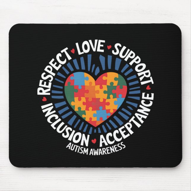 Mousepad Autismo Sensibilização Respeite o Apoio ao Amor (Frente)