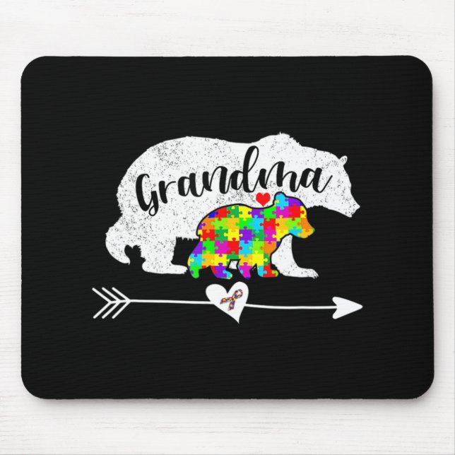 Mousepad Autismo Sensibilização Vovó Urso Suporta Autista (Frente)