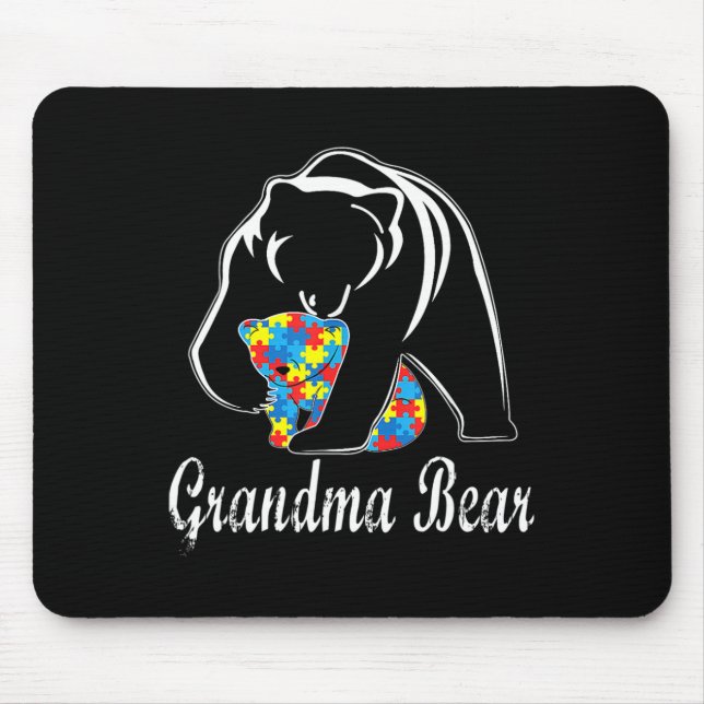 Mousepad Autismo Sensibilização Vovó Urso Suporta Autista (Frente)