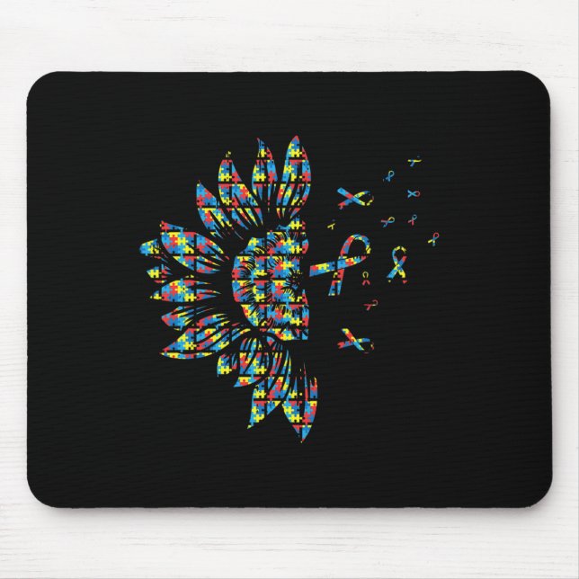 Mousepad Autismo Sunflower Quebra-cabeça Piece Ribbon Legal (Frente)