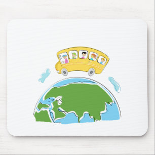 Mousepad auto escolar dos desenhos animados na terra