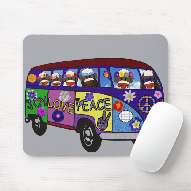 Mousepad Autocarro da Paz do Macaco de Meia  (Com mouse)