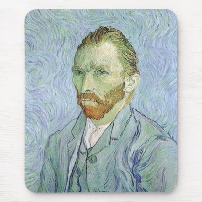 Mousepad Autorretrato em azul por Vincent van Gogh (Frente)