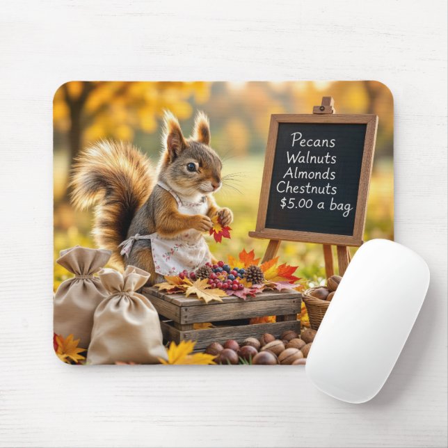 Mousepad Autumn Farmstand com um esquilo (Com mouse)