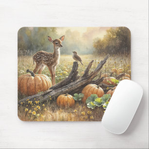 Mousepad Autumn Fawn em um Pumpkin Patch