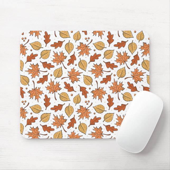 Mousepad Autumn Leaves and Acorns Pattern (Com mouse)