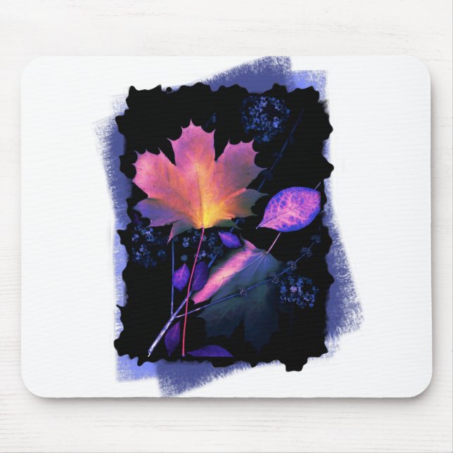 Mousepad Autumn Leaves em Neon e Azul (Frente)