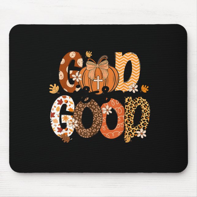 Mousepad Autumn Pumpkin Christian Thanksgiving Faith God Is (Frente)