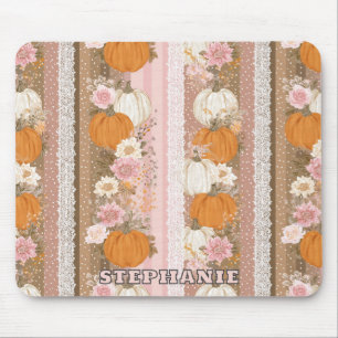 Mousepad Autumn Pumpkins & Floral Lace Sem Olhos Padrão