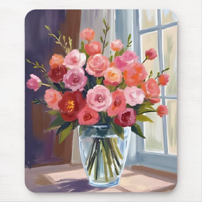 Mousepad Autumn Rose Bouquet Floral Fall (Frente)