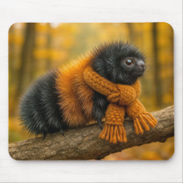 Mousepad Autumn Wooly Bear Cateralgo Vestindo um Scarf