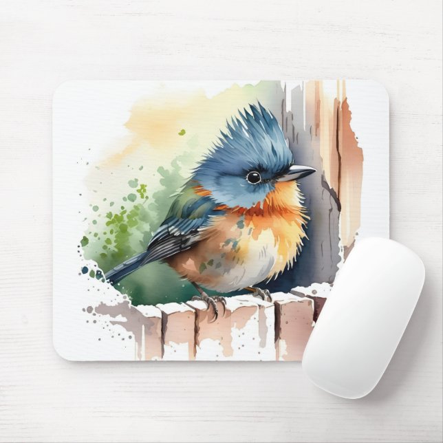 Mousepad Ave Aquarela Na Cerca (Com mouse)