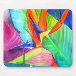 Mousepad Ave do Paraíso Strelitzia, arte tropical floral