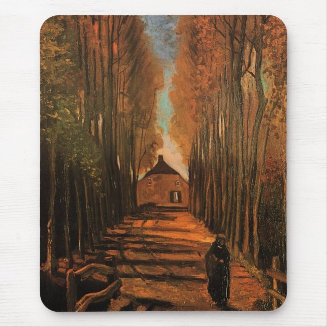 Mousepad Avenida dos Poplars, no outono, por Vincent van Go (Frente)