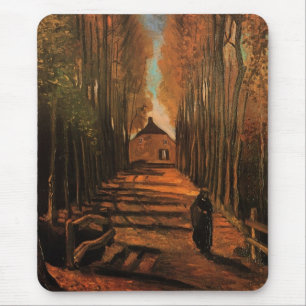 Mousepad Avenida dos Poplars no outono Van Gogh, Belas Arte