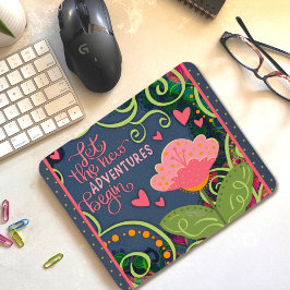 Mousepad Aventos De Coração Floral Rosa Que Alegrem Bonito