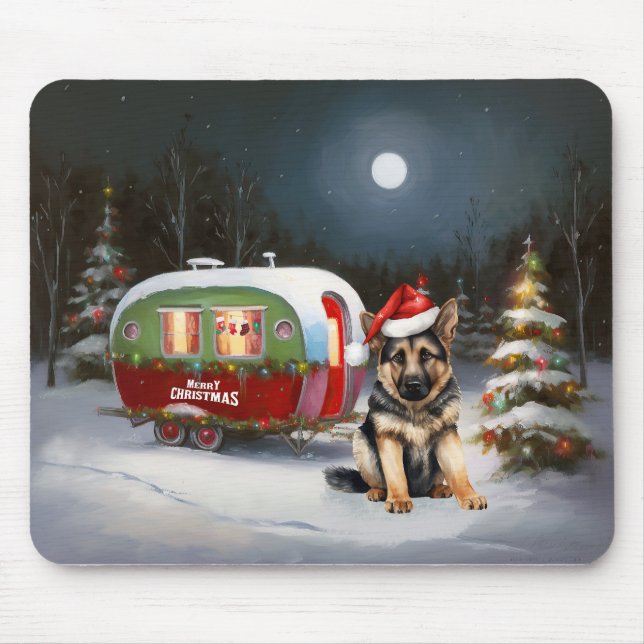 Mousepad Aventura de Natal do Caravan, German shepherd de i (Frente)