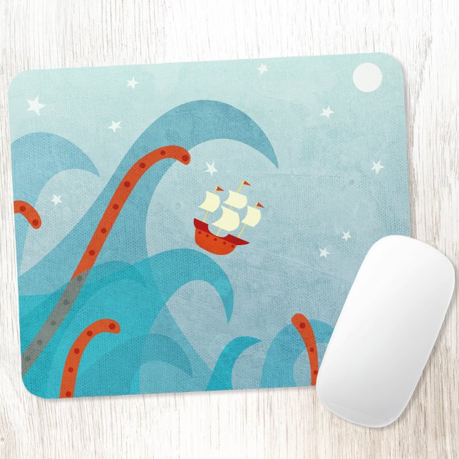Mousepad Aventura de Vela (Sailing boat and sea monster fun art mousemat)