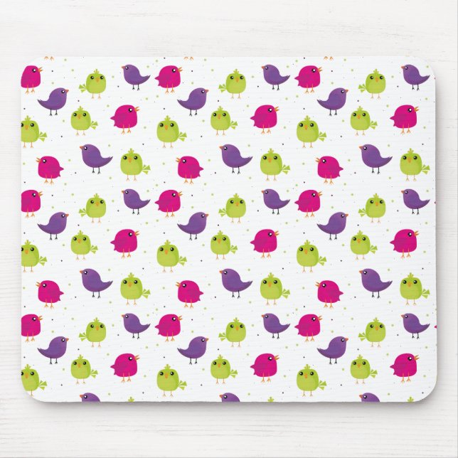 Mousepad Aves brancas e coloridas (Frente)