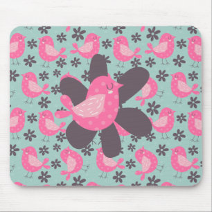 Mousepad Aves de bolinhas e Flores