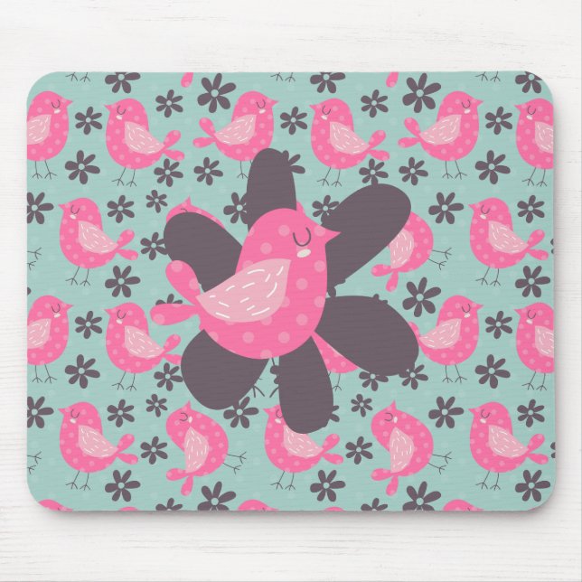 Mousepad Aves de bolinhas e Flores (Frente)