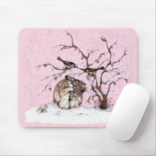 Mousepad Aves de Coelhinho e Neve