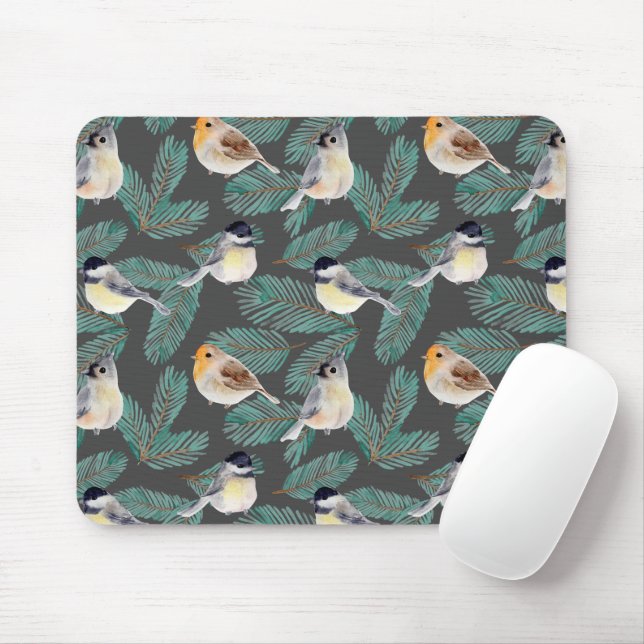 Mousepad Aves de inverno em filiais (Com mouse)