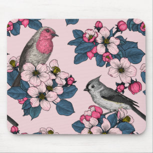 Mousepad Aves e Blossomas a rosa