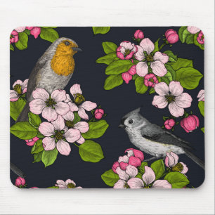 Mousepad Aves e Blossomas em preto
