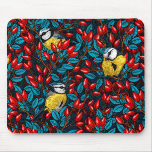 Mousepad Aves e coxas rosa de cães, azuis e vermelhas