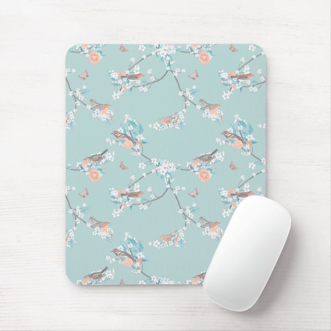 Mousepad Aves e Flores (Com mouse)