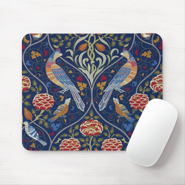 Mousepad Aves e Flores, William Morris (Com mouse)